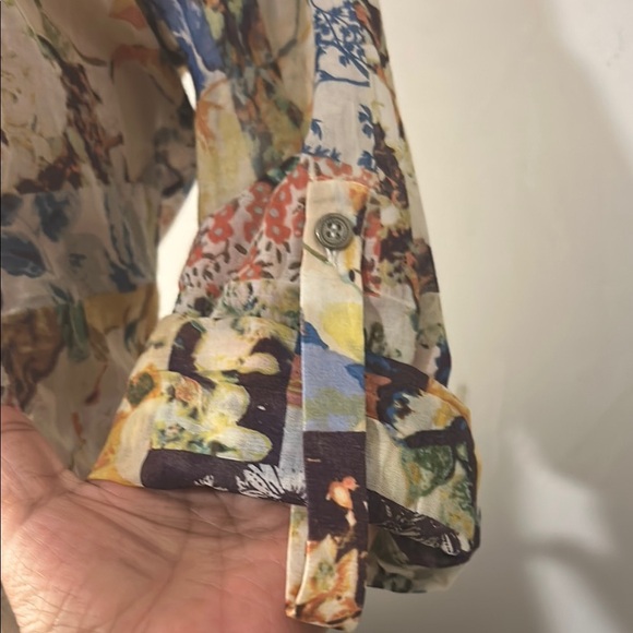 ANTHROPOLOGIE | Maeve Roll Tab Sleeve 100%Cotton Embroidered Top Blouse Sz 6 - Picture 5 of 16
